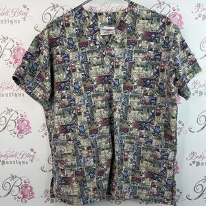 On que by lac Mac scrubs shirt Multicolor Graphic Short Sleeve animal cartoon